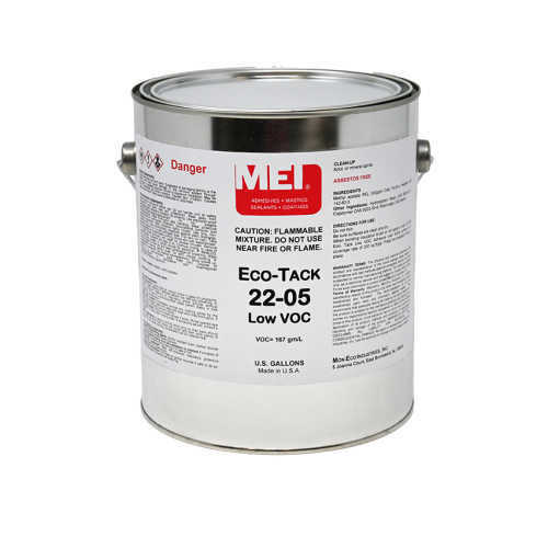 22-05 Eco-Tack Low VOC Adhesive is a brush or roller applied flammable solvent based adhesive that features a reduced level of VOC.