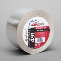 Ideal Tape 491 FSK tape is a Foil/Scrim/Kraft backing coated with a high performance adhesive system, delivering a permanent bond to FSK-faced insulation.